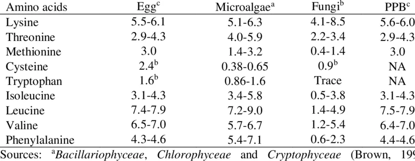 Amino acids present in the egg