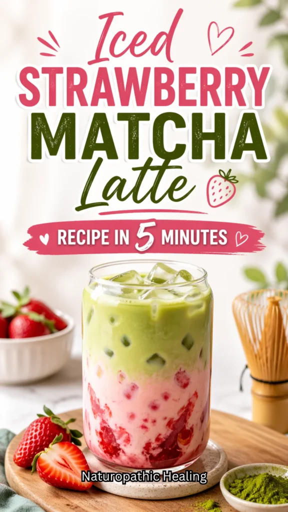 iced strawberry matcha latte