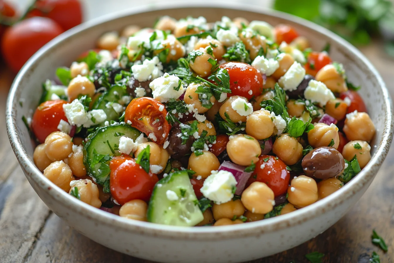 Mediterranean chickpea salad fresh healthy protein packed