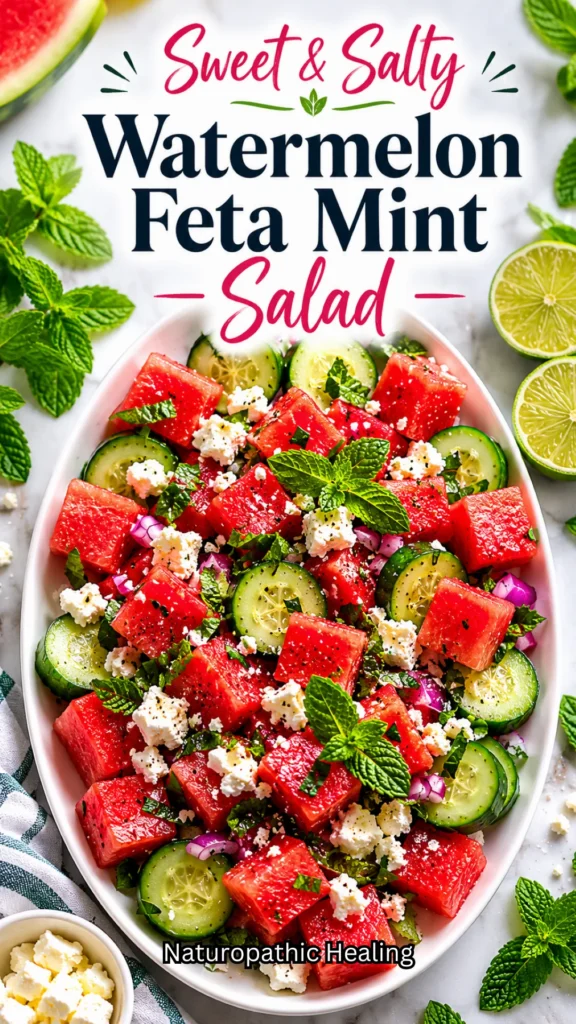 watermelon feta mint salad 
