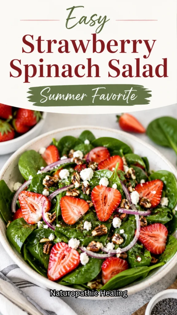 delicious strawberry spinach salad with balsamic