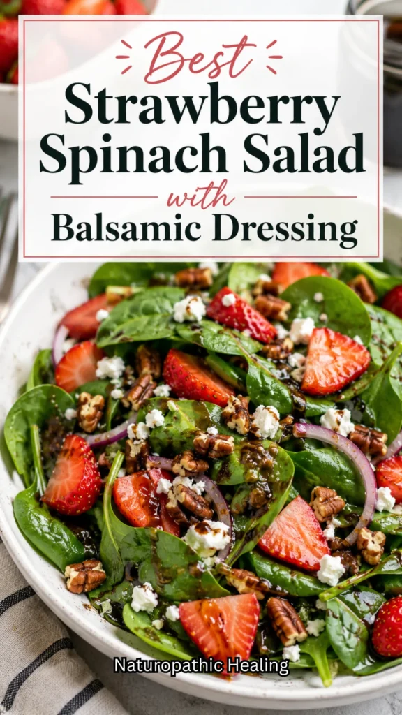 delicious strawberry spinach salad with balsamic